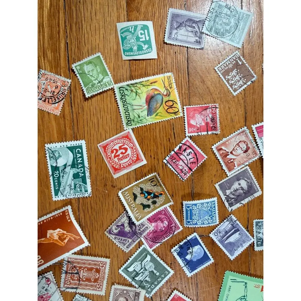 Large Vintage Worldwide Postage Stamp Lot 150+ Used International Stamps 1950s-7
